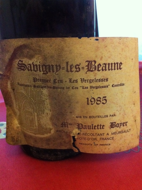 Dégustation du Savigny-Les-Beaune 1985 de Paulette Boyer