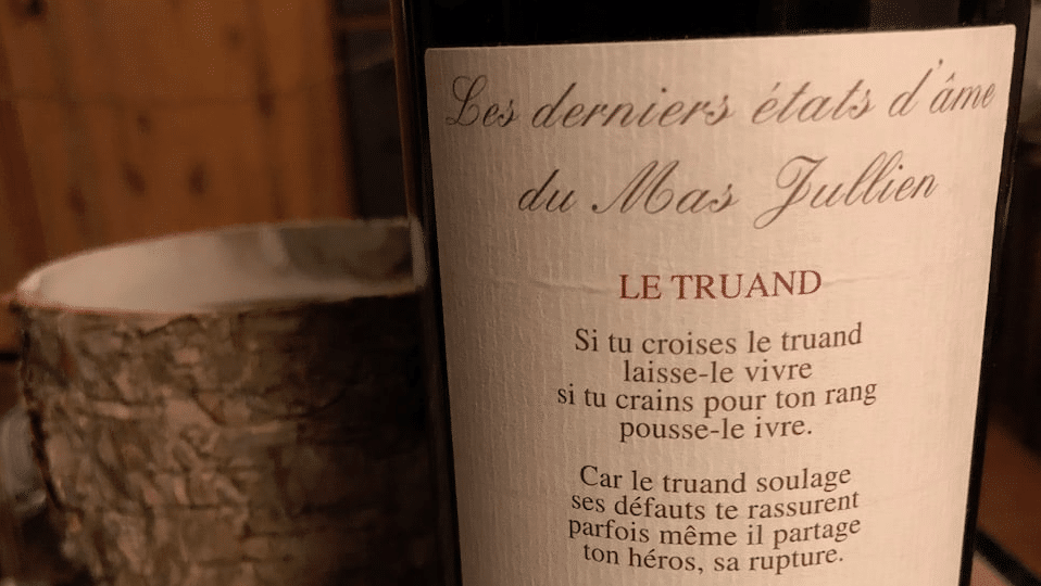 Dégustation à la volée #13 : Vin rouge Les derniers états d’âme du Mas Jullien – le Truand