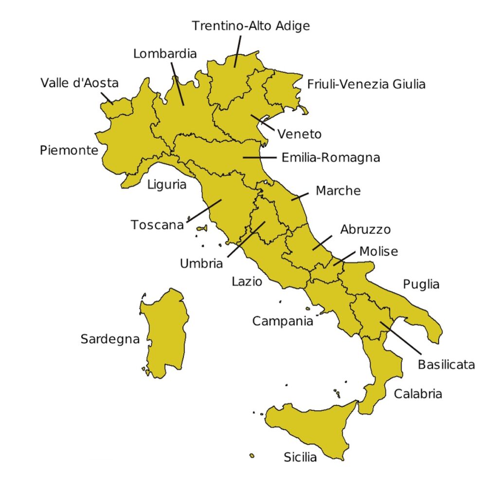 Carte viticole de l'Italie