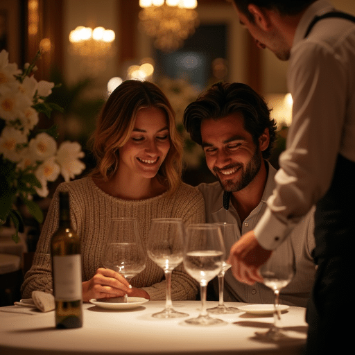 Couple au restaurant choisissant du vin