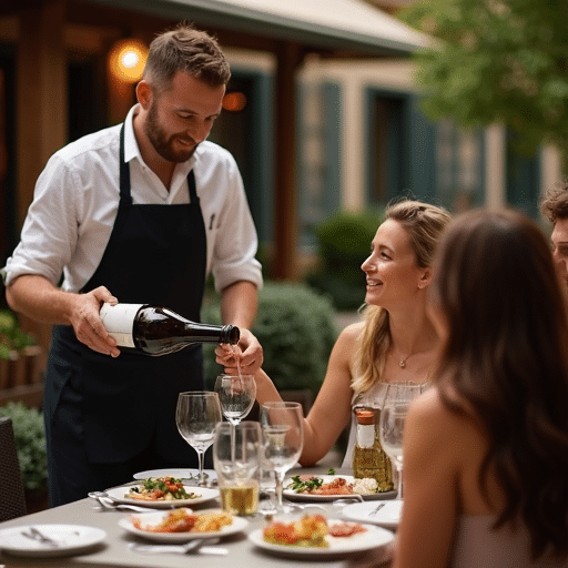 Sommelier servant du vin